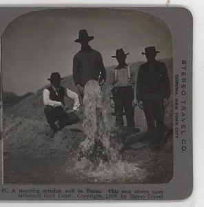 A Spouting Artesian Well in Texas TX Stereo Travel Stereoview 1909 - Imagen 1 de 4