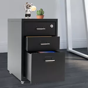 Lockable Vertical File Cabinet Metal Mobile File Cabinet Under Desk Office Home - Picture 1 of 21