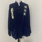 Vintage 100% Silk Mandarin Collar Dragon Embroidered Navy Jacket XXL NWT Unisex