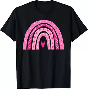 Cute Heart Rainbow Valentines Day Teacher Girls Womens T-Shirt Hoodie - Picture 1 of 12