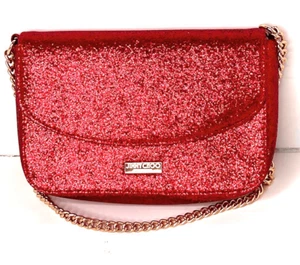 Jimmy Choo Parfume Red Glitter Good Chain Clutch Shoulder Handbag COA - Picture 1 of 11