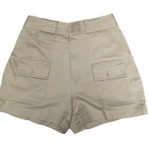 Lands End Cargo Shorts Women 12 Outdoor Hiking Safari Stretch High Rise Khaki - Picture 1 of 10