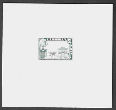 Liberia 1958, Visit to FRANCE, color trial DIE PROOF, design NOT complete #C115 - Image 1 of 2
