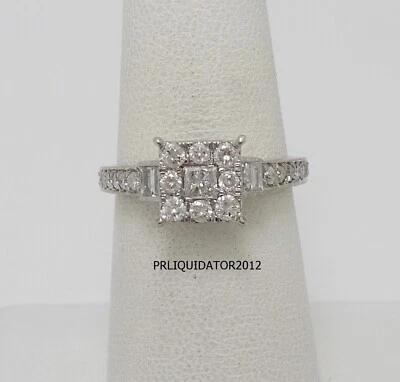 3/4CT Natural Diamond Halo Engagement Wedding Bridal Ring Band 10K White Gold - Image 1 of 4