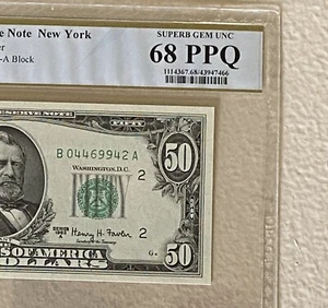 1963A $50 Federal Reserve Note New York PCGS 68PPQ Superb Gem UNC!! Fr. 2113-B - Picture 1 of 3