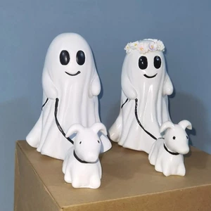 Goblin And Ghoul Ghost Walk the Dog Christmas Figurine Spooky Ornament Halloween - Picture 1 of 17
