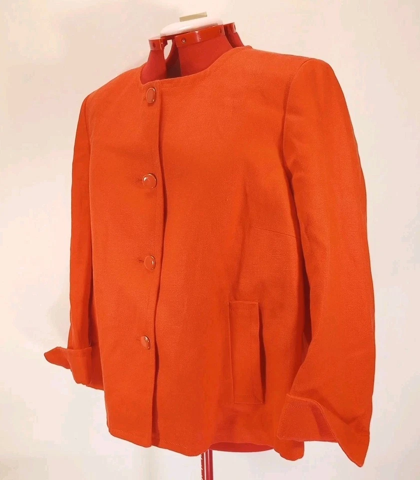Chaqueta Talbots Mujer Naranja Lino Talla 20W Cierre Botón Informal Primavera Foto 1 de 4