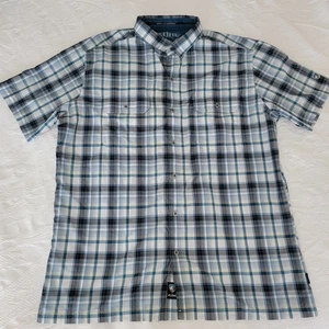 KUHL Button Up Shirt Short Sleeve Breathable Eluxur Blue Plaid Men's Large - Picture 1 of 9