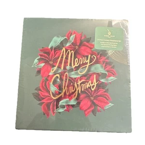 Christmas Poinsettias 20 Piece Luxury Holiday Card Set Good Juju Ink w Pen - Picture 1 of 5