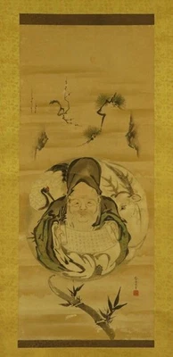 ARTE DE ROLLO COLGANTE JAPONÉS Pintura "Jurojin" Yamaguchi Sekkei #E8838 Foto 1 de 4