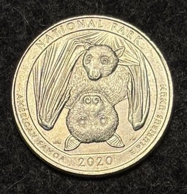 2020 National Park American Samoa Bat Quarter P; Free Shipping - Image 1 of 2