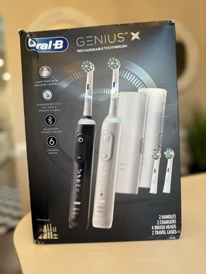 NOVA Escova de Dentes Elétrica Oral-B Genius X 2 Pçs *CAIXA DANIFICADA* mas lacrada de fábrica - Imagem 1 de 4