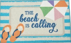 KITCHEN ACCENT RUG (nonskid(17"x28") FLIP FLOPS & UMBRELLA, BEACH IS CALLING, EE - Picture 1 of 12