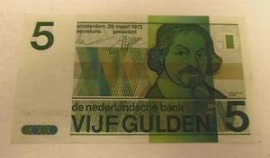 Vintage Amsterdam Bank Note Of 5 Gulden 28-03-1973, Netherlands - Picture 1 of 7