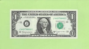 1963B ..UNCIRC $1 J 4497 9666 C .... 1963B $1 J-C BARR NOTE FRN - Picture 1 of 2