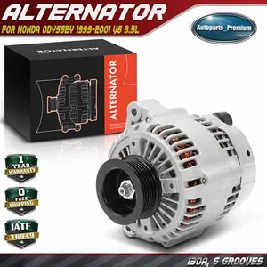 Alternator for Honda Odyssey 1999-2001 V6 3.5L 130 A/12 Volt CW 6-Groove Pulley - Picture 1 of 9