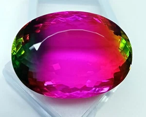 Oval Cut Tourmaline 84-85 Ct Natural Bi-Colour Certified Loose Gemstone KH439 - Picture 1 of 7