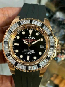 OceanX Sharkmaster 1000 Zebra Automatic Men's Diver Watch Black Dial SMS1004 - Picture 1 of 6