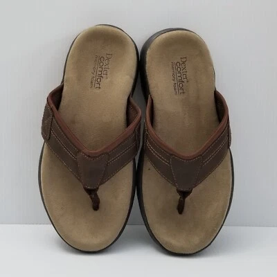Sandalia Dexter Comfort de espuma viscoelástica sin cordones para hombre talla 7 chanclas marrones Foto 1 de 4