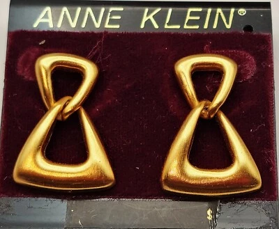 Новая оригинальная карта из старых запасов ANNE KLEIN золотистый матовый подвеской пирсинг серьги - Изображение 1 из 4