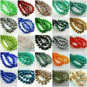 Pretty 200pcs 3x2mm Faceted Crystal Glass Rondelle Loose Spacer Beads 52colors