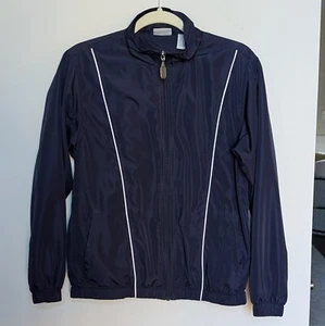 Small Women's Classic Elements Navy Blue Windbreaker with White Striping - Picture 1 of 8