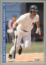 1993 Fleer Fruit of the Loom New York Yankees Baseball Card #43 Don Mattingly