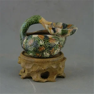Chinese Porcelain Tang Dynasty Trio-colored Duck Shaped Brush Washer - Picture 1 of 5