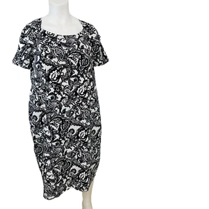 Roamans Midi Dress 20W Classic Back White Floral Print Back Zipper Sheath Career - Picture 1 of 12