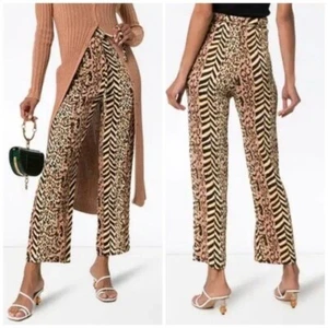 Nanushka Luma Pleated Printed Pants in Grannimal Leopard Casual Cropped XS - Picture 1 of 6