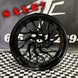CLEARANCE SOLID BLACK HELLIAN FRONT 18" WHEEL 1999-2024 SUZUKI HAYABUSA - Picture 1 of 12