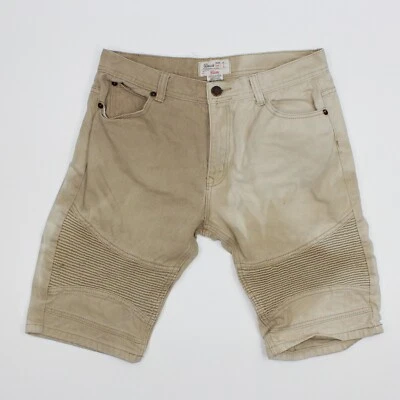 Pantalones Cortos PJ Mark Para Hombre Talla 34 Marrón Frente Plano Envejecido Ajustado Algodón Informal Foto 1 de 4