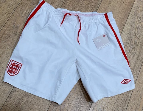 England Umbro Home Kit Soccer Football Shorts Men's Size XL White New W/ Tags Cover