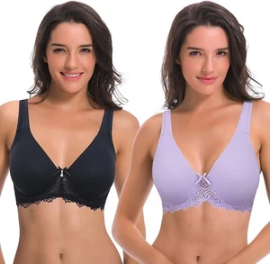 Paquete de 2 sujetadores con aros de encaje Curve Muse 36B sin forro con correas acolchadas para mujer - Imagen 1 de 6