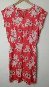 Jackpot Pink Cotton Floral Lined Short Sleeve Shift Dress Size 34 AUS 8 - Picture 1 of 8