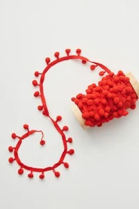 Anthropologie Pom Pom Gift Ribbon. Red. 10 Yards. RRP £10 - Picture 1 of 4