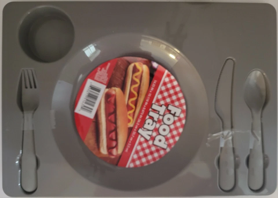 Dinner Lunch Food Trays Plastic w Flatware 5 Sections 10”x14.3”, Select: Color - Image 1 of 1