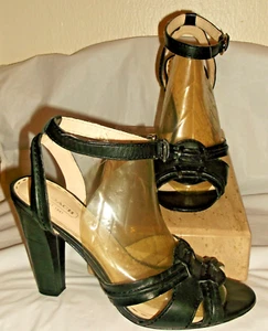 Coach Golden A3176 schwarze Leder-Sandalen mit Knöchelriemen 8-1/2 B - Bild 1 von 5