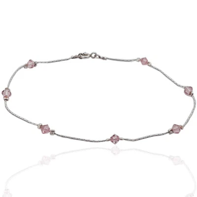 Cavigliera snake cm 23 argento 925 con cristalli swarovski light rose mm 23,5 - Immagine 1 di 2