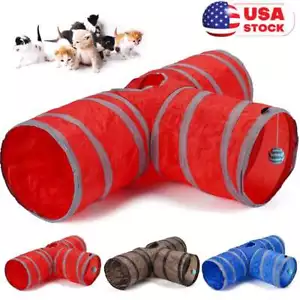 Collapsible Pet Cat Tunnel Tube Interactive Indoor Cats Peek Hole Kitten Toys US - Picture 1 of 19