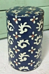 Vintage Teedose blau lila Blumen Boho Art Behälter Vorratsdose mit Deckel - Bild 1 von 8