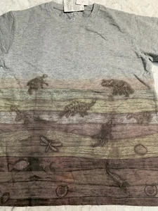 Uniqlo Kids Discovery Channel T Shirt Size 11-12 Gray Anima Print Crew Neck New - Picture 1 of 2