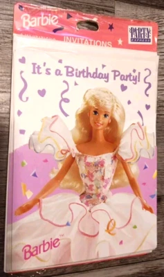 Vintage Barbie Party Express Hallmark 90s Birthday Invitations - Image 1 of 4