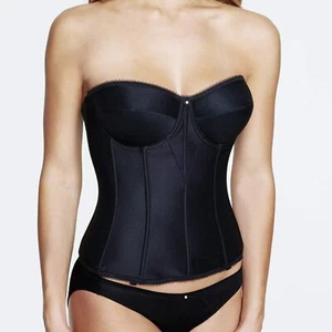 DOMINIQUE Black Satin Torsolette Bridal Bustier, US 34F, UK 34E, NWOT - Picture 1 of 4