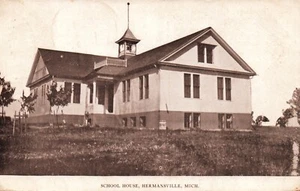 Schulhaus in Hermansville in der Nähe von Iron Mountain Michigan MI Postkarte - Bild 1 von 2