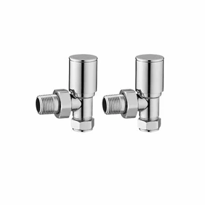 Angled Radiator Valves Modern Manual Rad 15mm x 1/2" Chrome Pair - Picture 1 of 1