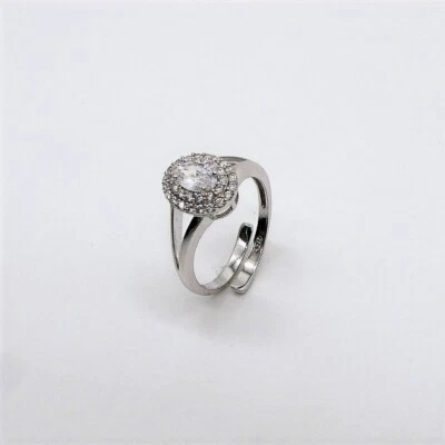 SOLITARIO CON ZIRCONE IN ARGENTO 925 RODIATO IN ORO BIANCO 18 KT - Immagine 1 di 2