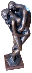 RARE - 18 1/4" Tall Austin Prod. 1974 Couple Embracing Nude Love Bronze Finish - Picture 1 of 8