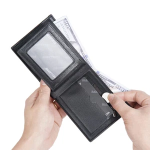 Man's Leather Wallet RFID Small Clutch Bag Multifunctional Foldable Wallet Gift - Picture 1 of 20