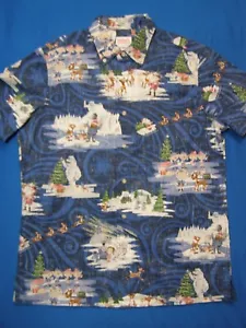 Reyn Spooner Hawaii-Stil Aloha Hemd Rudolph Rentier Reverse Neu Blau Gr. S - Bild 1 von 9